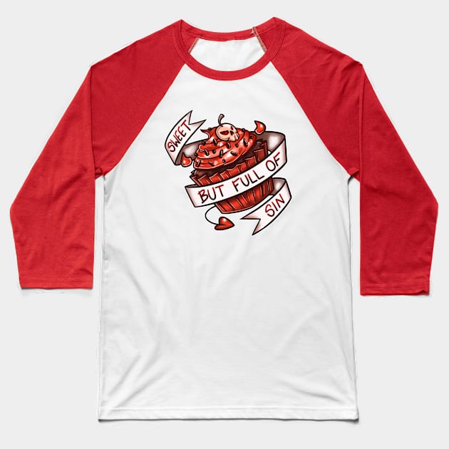 Full of Sin Baseball T-Shirt by Vinniedraws